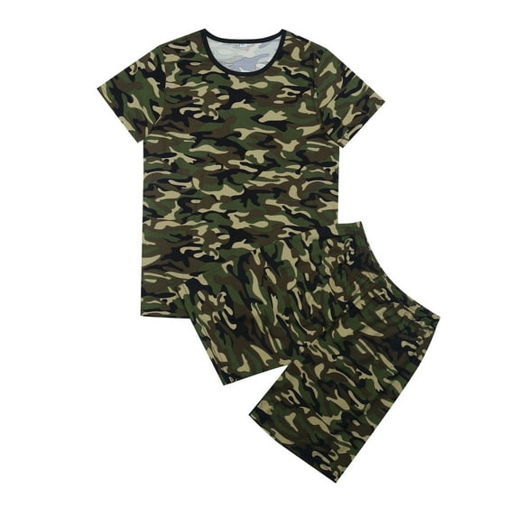 XFHLMJFF Boys Camouflage T-Shirts Shorts 2PC Suit Set Toddler Kids Baby Girls Short Sleeve Crewneck Outwear Trendy Outfits