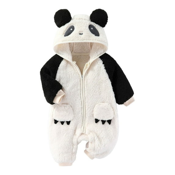 XFHLMJFF Boys Girls Animal Jumpsuits Hooded Cartoon Coveralls Long Sleeve Warm Winter Outerwear Jumpsuit 9-12 Months