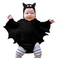 thumbnail image 1 of XFHLMJFF Boys Girls Baby Bodysuits Matching Outfit Funny Shower Onesie Black Bat Long Sleeve Hats Outfits, 1 of 9