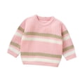 thumbnail image 1 of XFHLMJFF Boys Girls Sweater Cute Toddler Baby Knit Crewneck Striped Kids Pullover Shirt Warm Coat Fall Winter Clothes, 1 of 9