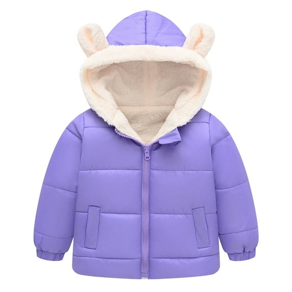 XFHLMJFF Boys Girls Winter Coat Bear Ears Hooded Jacket Toddler Thicken Windproof Zipper Warm Long Sleeve Outwear for 4-5 Years