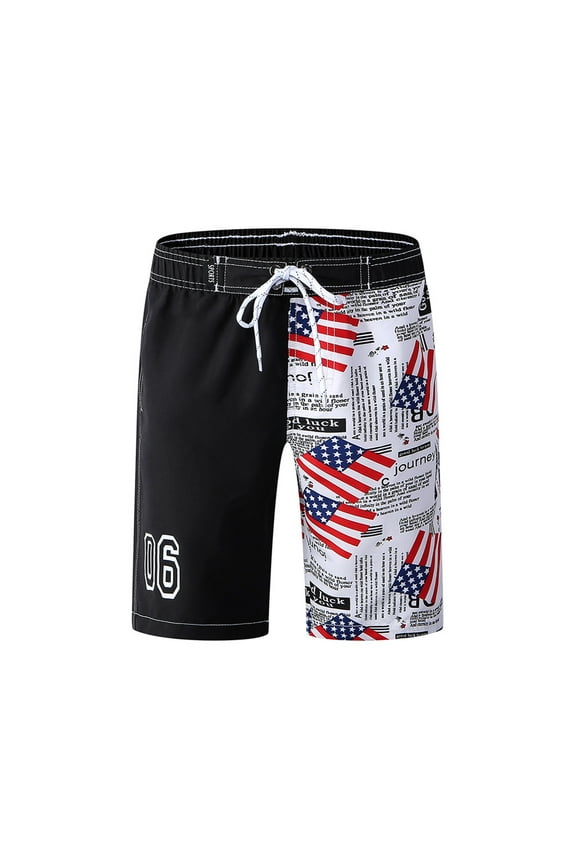 Boys Kid Children Patchwork American Flag Print Swim Trunk Swimwear Shorts Summer Beach Swimtrunk 14-16Y