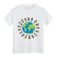 thumbnail image 1 of XFHLMJFF Boys Novelty T Shirts Kids Comfortable Breathable Children Earth Cartoon Printed Children's Day Clothing Unisex Tees Top Clothes Size 4-5Y, 1 of 4