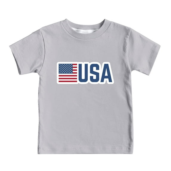 XFHLMJFF Boys T-Shirt Tops Comfy Soft Kids Independent Day American Flag Short Sleeve Letter Printed Children Stylish Tee