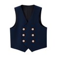 thumbnail image 1 of XFHLMJFF Boys Vest Sleeveless Button Solid Color Formal Suit Performance Stage Show Suit Trendy Blouse Tops Size 5-6 Years, 1 of 3