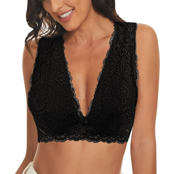 XFHLMJFF Bras for Women Soft Lace Solid Color Sexy Fashion Gather Underwear Everyday Bra