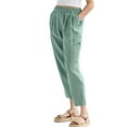 thumbnail image 1 of XFHLMJFF Casual Pants For Women Elastic Waist Loose Fit With Pocket High Waist Solid Color Easy Long Chic Trousers, 1 of 8