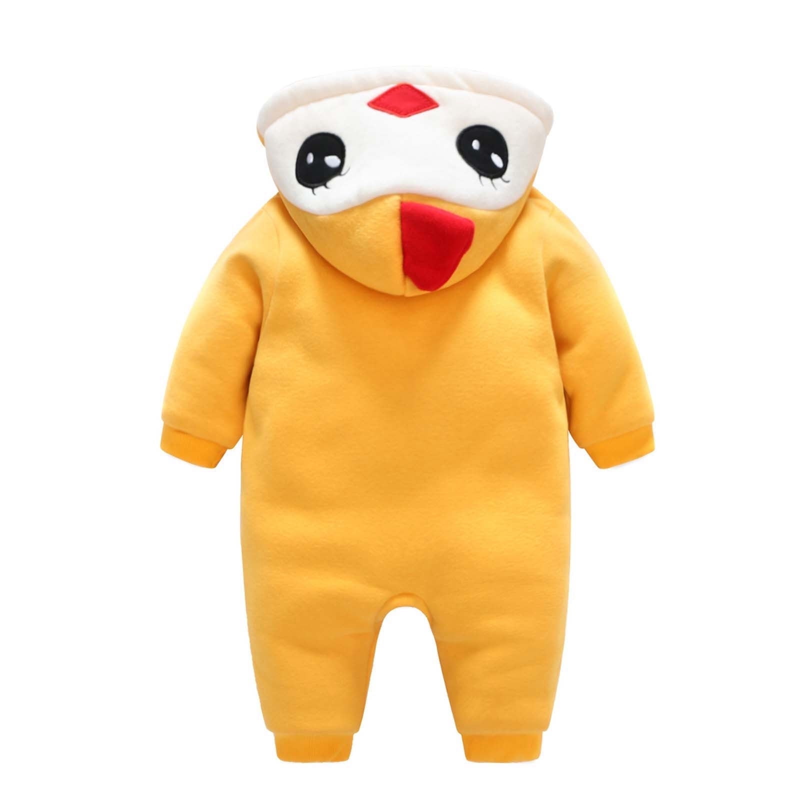 XFHLMJFF Chicken Hooded Jumpsuit Girls Boys Warm Winter Long Sleeve Pullover Coveralls Bodysuits Cozy Pajama Sleepwear Outerwear Size 3-6 Months