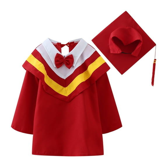 XFHLMJFF Child Matte Kindergarten Preschool Graduation Sets Cap Gown Tassel 2024 Solid Color For Kid Grad Gift Tops Tees Shirts Trendy Tee