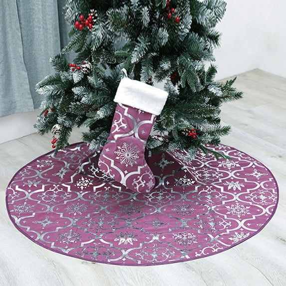 XFHLMJFF Christmas Decorations Classic Tree Skirt Tree Stocking Set Snowflake Printed Home Decoration 2Pcs