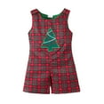 thumbnail image 1 of XFHLMJFF Christmas Romper for Coveralls Boys Girls Sleeveless Christmas Tree Embroider Plaid Bodysuits Onesie Size 0-3 Months, 1 of 6