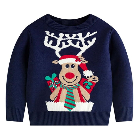 XFHLMJFF Christmas Sweatshirt for Boys Girls Cute Reindeer Children Cartoon Base Baby Fall Winter Outfit