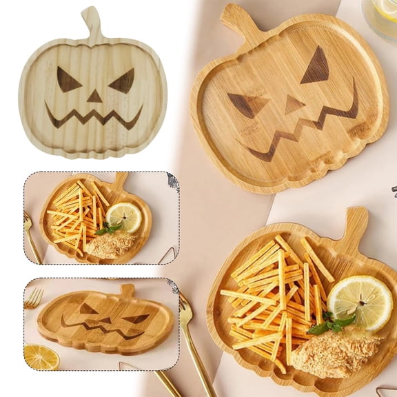 XFHLMJFF Cute Pumpkin Shaped Tray Wooden Serving Tray for Cheese Food Snakes Picnics Christmas Easter Thanksgivigng Gifts Party Supplies Home Decorations 1Pc