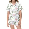 thumbnail image 1 of XFHLMJFF Easter Day Pajamas Set Bunny Pattern Printed Button Down Satin Short Sleeve Top and Shorts Set Sleepwear Loungewear 6-7Y, 1 of 4