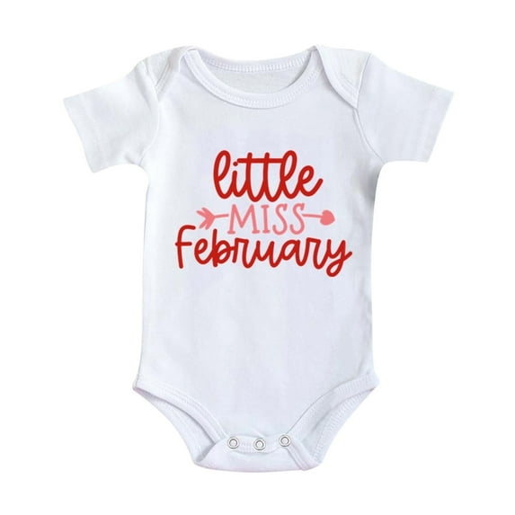 XFHLMJFF First Birthday Outfit For Girls Boys Bodysuit Soft Cute Short Sleeve Love Heart Letter Print Children Onesie For Holiday