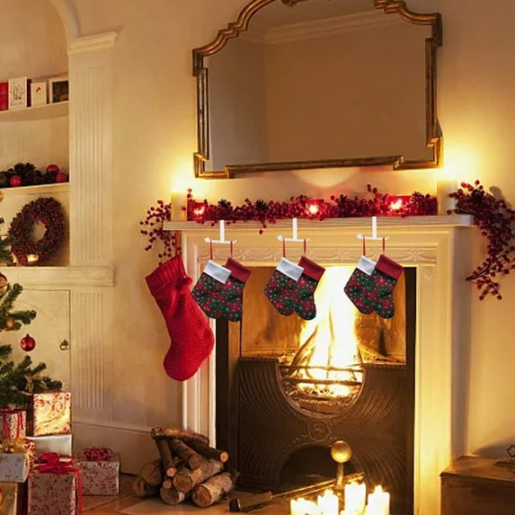 XFHLMJFF Garland Stocking Hangers No Drill Garland Fireplace Stocking Hanger Adjustable Heavy Duty Convenient Mantel Holders for Home Christmas