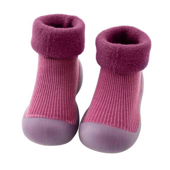 XFHLMJFF Girls Boys Comfort Slippers Adjustable Straps Baby Toddler Kids Outdoor Solid Color Warm Knit Sole Rubber Stocking Lightweight Shoes For Swim Footwear