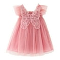 thumbnail image 1 of XFHLMJFF Girls Dress Children Short Sleeve O-Neck Party Princess Toddler Butterfly With Wing Tulle Holiday Frocks Leisure Sundress, 1 of 7