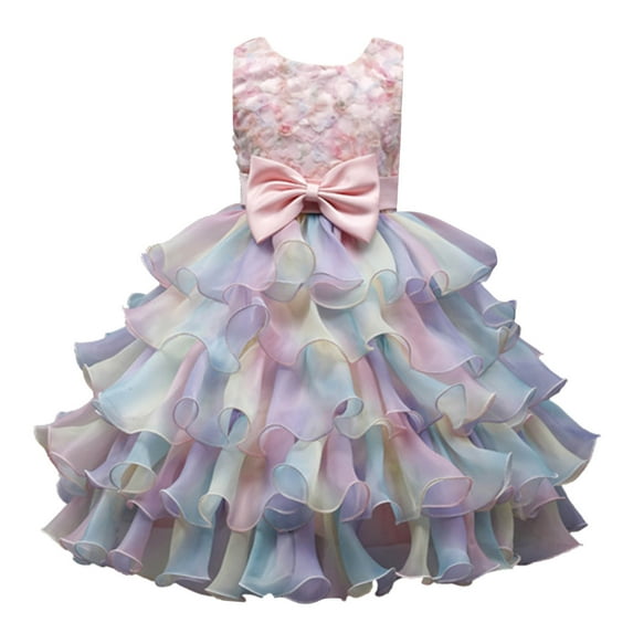 XFHLMJFF Girls Dress Children Sleeveless Performance Flower Beautiful Princess For Kids Wedding Frocks Trendy Sundress