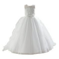 thumbnail image 1 of XFHLMJFF Girls Dress Children Toddler Sleeveless O-Neck Floral Embroidery Lace Tulle Ruffles Party Princess Evening Wedding Frocks Cute Sundress, 1 of 9