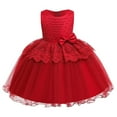 thumbnail image 1 of XFHLMJFF Girls Dress Sleeveless Princess Toddler Kid Ruffles Lace Baby Party Tulle Patchwork Leisure Sundress, 1 of 3