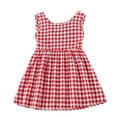 thumbnail image 1 of XFHLMJFF Girls Dress Sleeveless Toddler Kids Baby Casual Summer Cotton Bow Plaid Princess Trendy Sundress, 1 of 4