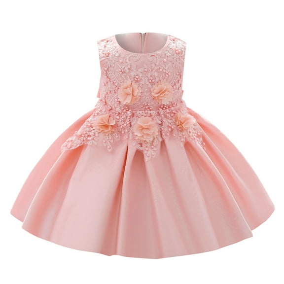 XFHLMJFF Girls Dress Sleeveless Tulle Kids Ruffled Princess Bridesmaid Pageant Gown Birthday Party Wedding Leisure Sundress