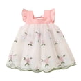 thumbnail image 1 of XFHLMJFF Girls Dress Toddler Short Sleeve Mesh Floral Embroidery Tulle Ruffles Princess Dance Party Clothes Frocks Leisure Sundress, 1 of 9