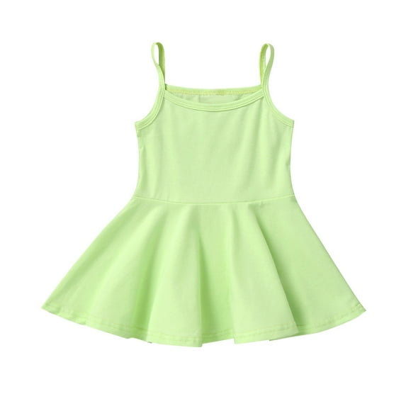 XFHLMJFF Girls Dresses Kids Summer Toddler Baby Sleeveless Solid Color Print Vest Patry Birthday Sundress Size 2Y-3Y
