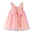 thumbnail image 1 of XFHLMJFF Girls Infant Sleeveless Dress O-Neck Butterfly With Wing Tie Dye Gradient Rainbow Tulle Holiday Party Cute Sundress, 1 of 7