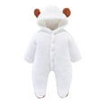thumbnail image 1 of XFHLMJFF Girls Kids Casual Jumpsuit Loose Rompers Cute Strap Summer Toddler Long Sleeve Patchwork Bear Ears Hooded Outfit Coat Leisure Indoor Onesie, 1 of 4
