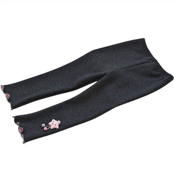 XFHLMJFF Girls Lined Thermal Leggings Warm Winter Cartoon Pattern Solid Color Thick Warm Trousers Size 4-5 Years