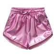 thumbnail image 1 of XFHLMJFF Girls Shorts Kids Metallic Sparkly Shiny Leather Dance Elastic Drawstring Summer Wide Leg Shorts, 1 of 4
