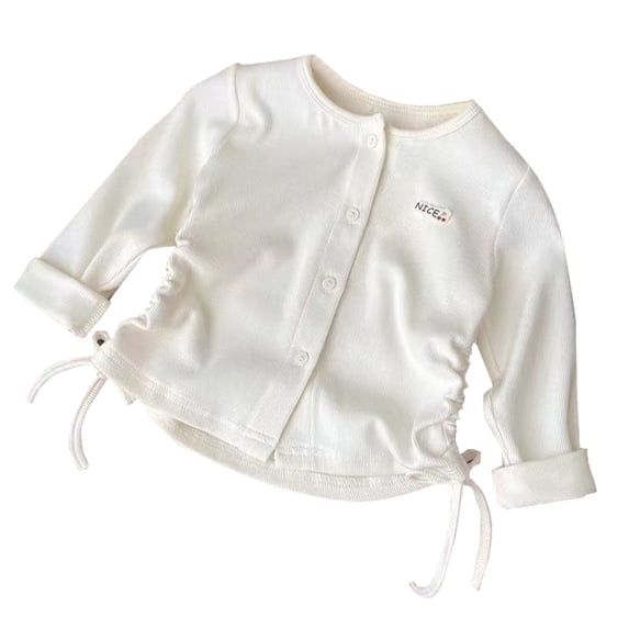 XFHLMJFF Girls Solid Color Long Sleeve Base Shirt Slim Autumn Drawstring Casual Cardigan T Shirt Top Holiday Cute Tee Tops 12-18 Months