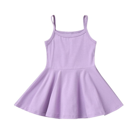 XFHLMJFF Girls Spring Summer Dresses Toddler Baby Sleeveless Solid Color Print Vest Playwear Applique Dress Size 12M-18M