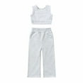 thumbnail image 1 of XFHLMJFF Girls Summer Outfits Cute Casual Kids Fashion Sleeveless Vest Solid Color Trousers Two Pieces Set Lightweight Suit, 1 of 9