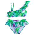thumbnail image 1 of XFHLMJFF Girls Two Piece Swimsuits Bikini Floral One Shoulder Swimsuit Bathing Suit Girls' Swimwear 8-9Y, 1 of 8