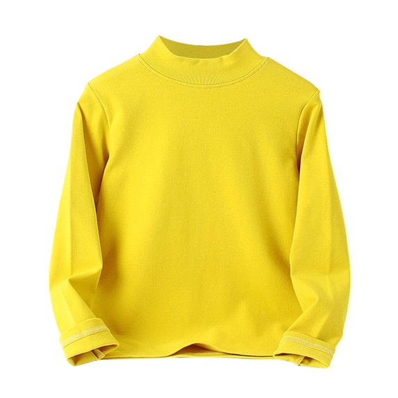XFHLMJFF Kids Boys Girls Shirts High Collar Soft Solid Color Unisex Long Sleeve Tee Tops 5-14 Years