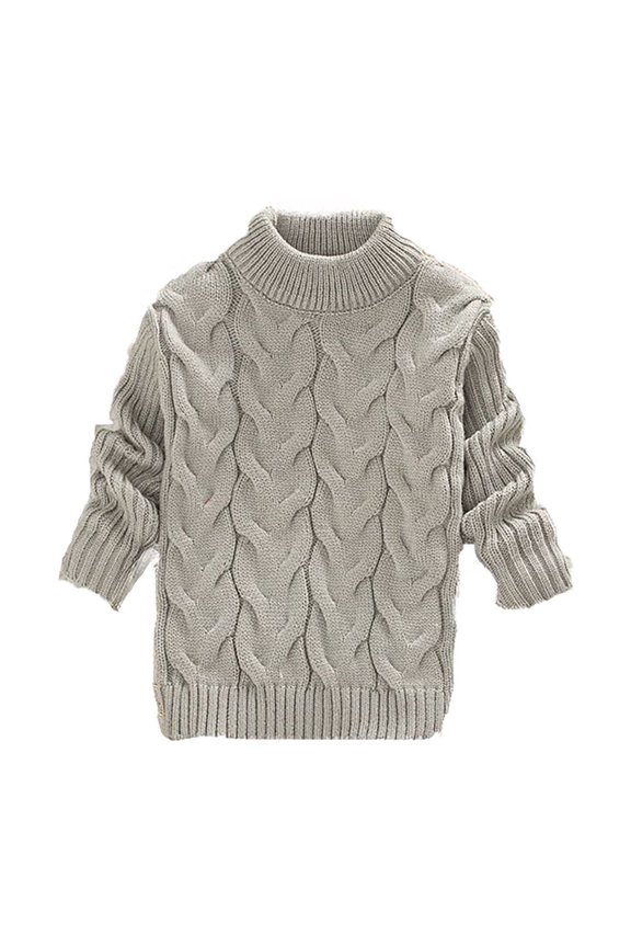 Kids Knit Sweater Texture Winter New Children Round Neck Solid Color Long Sleeve Thick Pullover Warm Soft Blouse 5-6 Years