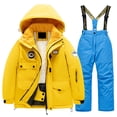 thumbnail image 1 of XFHLMJFF Kids Ski Suit Snowsuit With Hooded Children Waterproof Windproof Ski Overall Winter Snowboarding Warm Snow Suits Long Sleeve Jacket and Pants 2Pcs 6-8 Years, 1 of 9