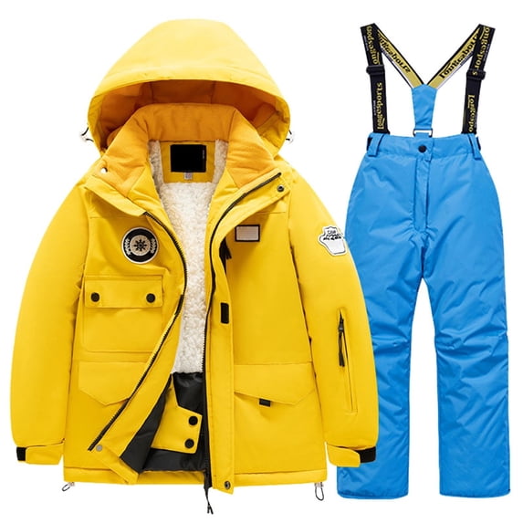 XFHLMJFF Kids Ski Suit Snowsuit With Hooded Children Waterproof Windproof Ski Overall Winter Snowboarding Warm Snow Suits Long Sleeve Jacket and Pants 2Pcs 6-8 Years