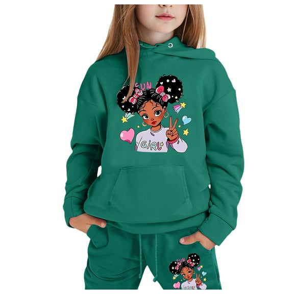 XFHLMJFF Kids Trendy Clothes Fall Winter Outfits Children Letter Printed Long Sleeved Hooded Top Hoodie Pants Suit Cute Clothing Sets 6-7Y
