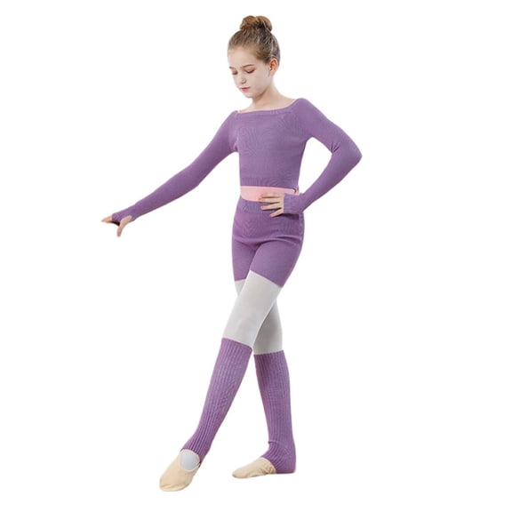 XFHLMJFF Kids Trendy Clothes Fall Winter Outfits Girls Ballet Sweater Soft Warm Up Active Long Sleeve Tops Sweater Shorts Pullover Dance Sweater Leotards Cute Clothing Sets 12-13Y
