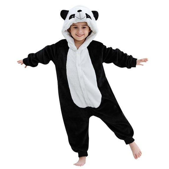 XFHLMJFF Kids Unisex Hooded Jumpsuits Cartoon Animal Pajamas Children Flannel Sleepwear Baby Boys Girls Warm Winter Long Sleeve Patchwork Coveralls Size 10-12 Years