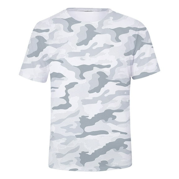 XFHLMJFF Men's T-Shirts Casual Summer Lightweight Button Camo Peripheral Printed Short Sleeve Basic Tops