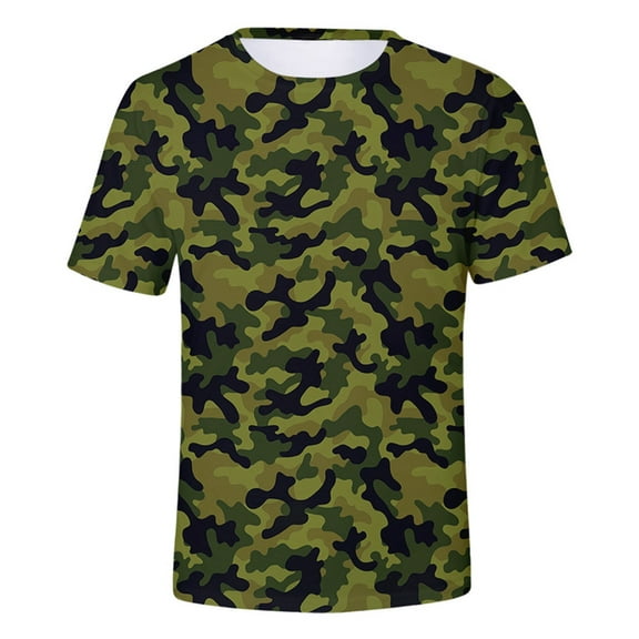 XFHLMJFF Mens T-Shirt Soft Elastic Tees Fresh Classic Loose Breathable Camo Peripheral Printed Short Sleeve Tops With Pocket