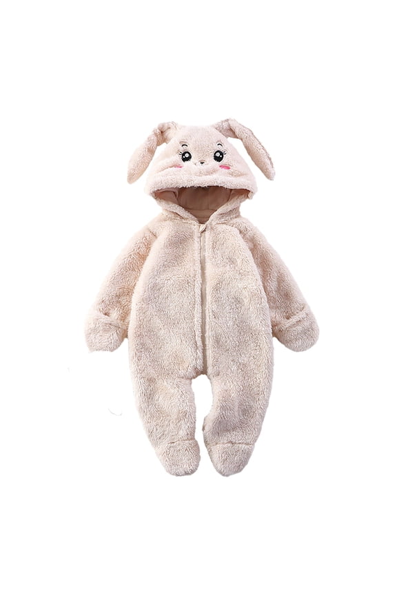 Baby Bear Ears Jumpsuit Long Sleeve Panda Romper Outfit Fold Over Mittens Footies Hooded Winter Snowsuit 0-12 Months