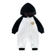 thumbnail image 1 of XFHLMJFF Hooded Jumpsuits Baby Wool Bear Ears Long Sleeve Patchwork Zipper Coveralls Warm Winter Onesie for 0-3 Months, 1 of 5