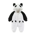 thumbnail image 1 of XFHLMJFF Jumpsuits Baby Panda Ainmal Cartoon Outfit Fold Over Mittens Footies Coveralls Girls Boys Solid Color Long Sleeve Winter Warm Hooded Snowsuit One Piece Size 12-18 Months, 1 of 5