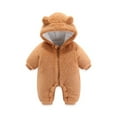 thumbnail image 1 of XFHLMJFF Onesies 0-3 Months Unisex Bear Ears Jumpsuit Hooded Baby Boys Girls Long Sleeve Winter Coat Solid Color Warm Thick Bodysuit, 1 of 8
